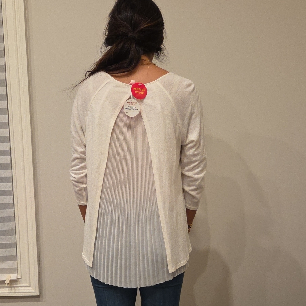 NWT WOMEN'S REBECCA TAYLOR SHIRT TOP BLOUSE CREAM OFF WHITE SZ MED $49